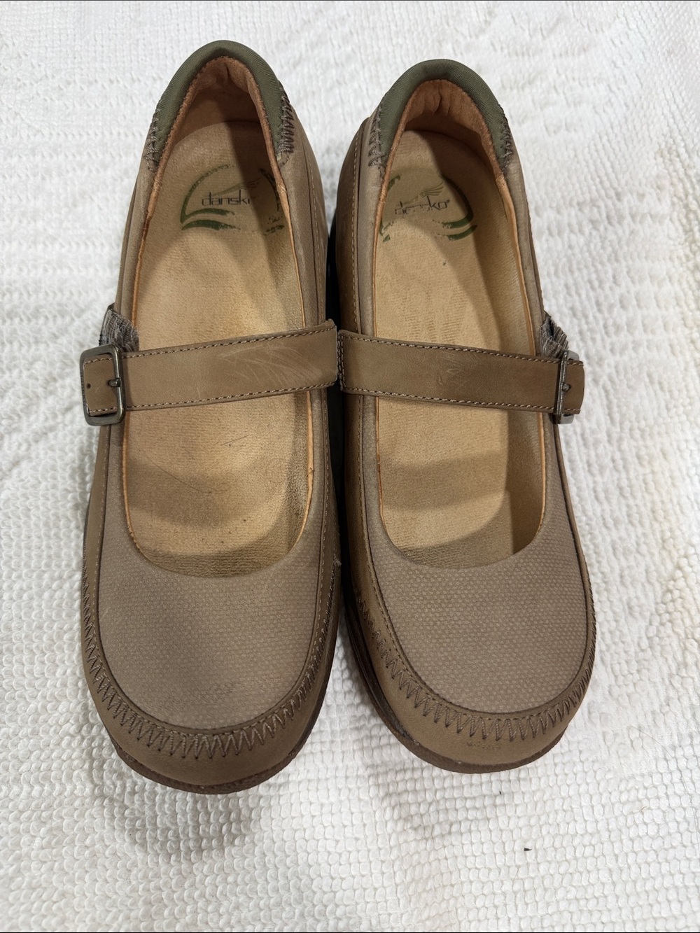 Dansko Taupe Mary Jane Slip-On Flats